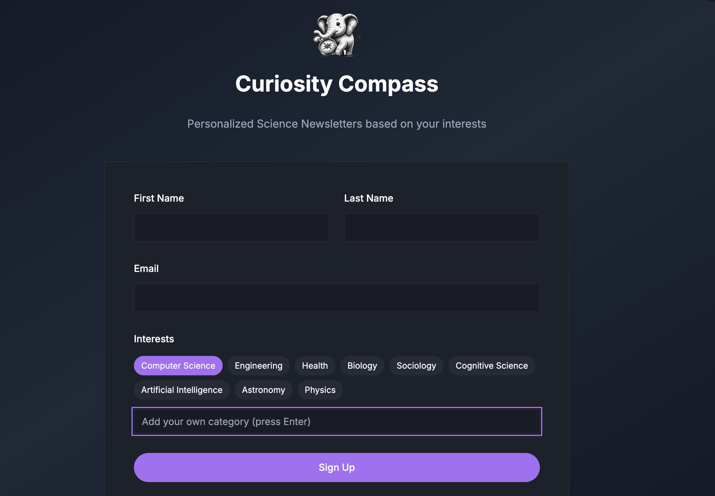 Curiosity Compass Website Preview