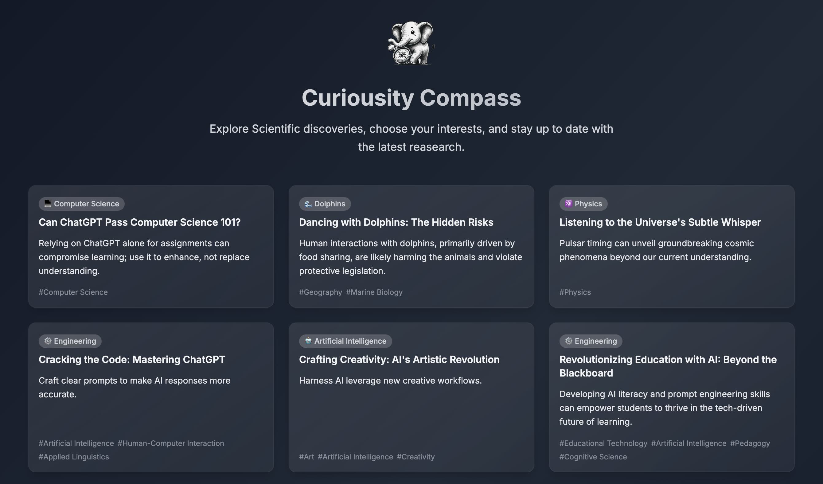 Curiosity Compass Website